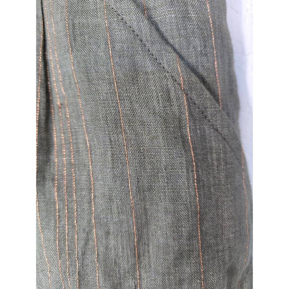 Twelfth Street by Cynthia Vincent Linen Blend Shorts Green Metallic Size 0 - Picture 3 of 7